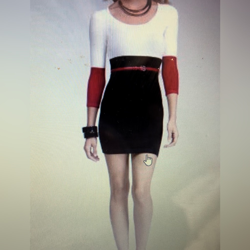 Bebe Belted Sweater Dress colorblock
